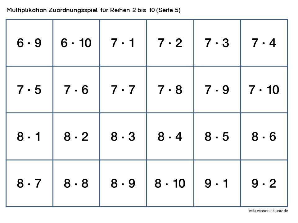 Multiplikation - Zuordnungsspiel • Materialien Grundschule ...