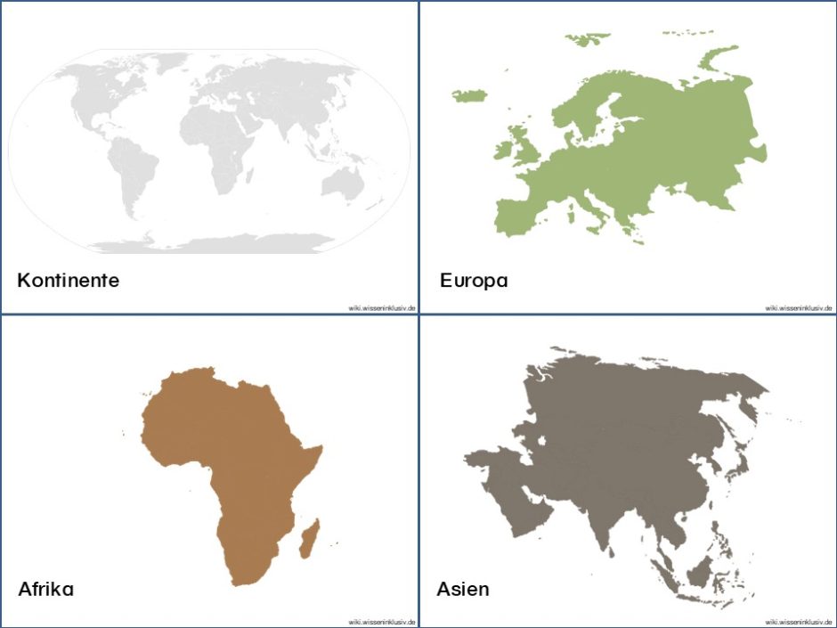 Tieren nach Kontinenten - Kontinentkarten