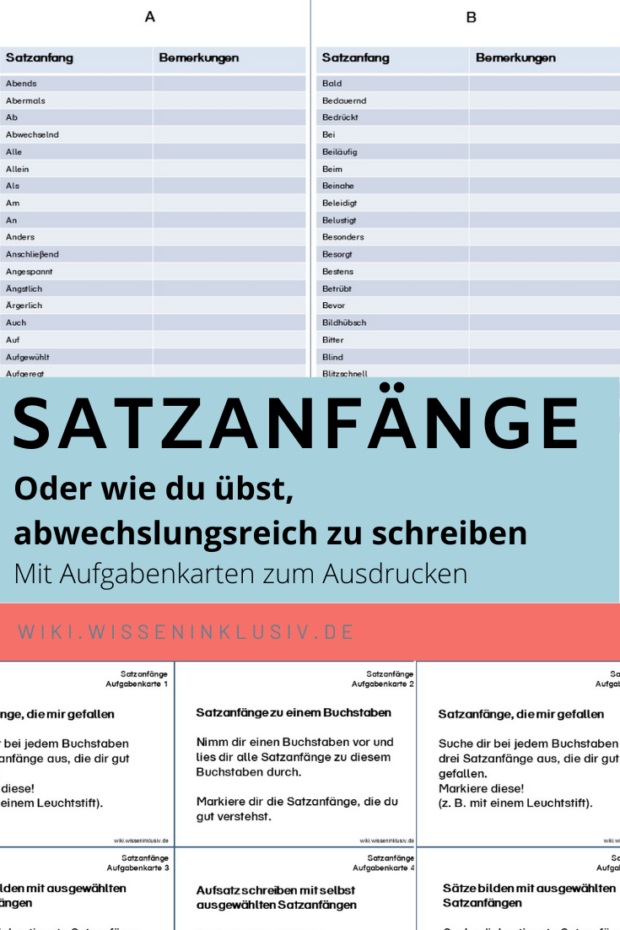 Satzanfänge üben, oder wie du abwechslungsreiche Sätze verwendest