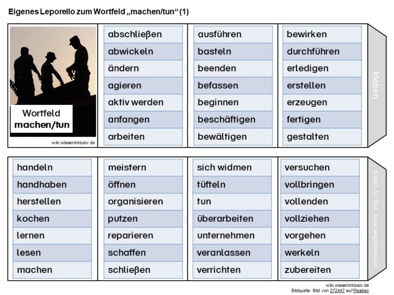 Wörter für machen und tun